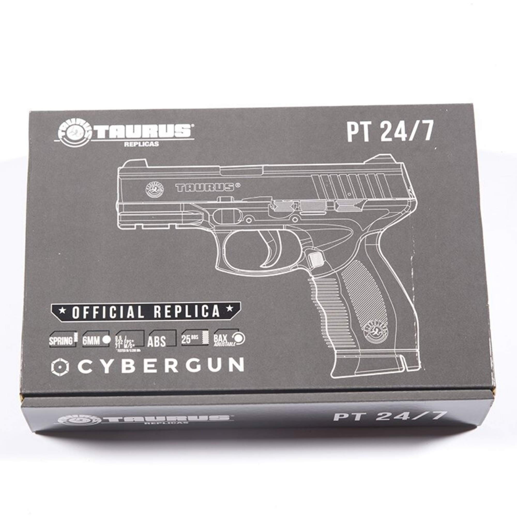 Cybergun Pistola Softair Taurus PT24/7 - Caricamento Manuale - Abs - Semiautomatica - Bax Regolabile - Caricatore 25 Pallini - Colore Nero - Replica Giocattolo