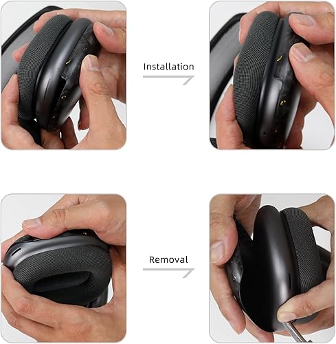 Miniatura 7 de MONOCARBON Funda de fibra de carbono real para AirPods Max (2024/2020), cubierta dura protectora de grado militar para auriculares Apple, mate Oro