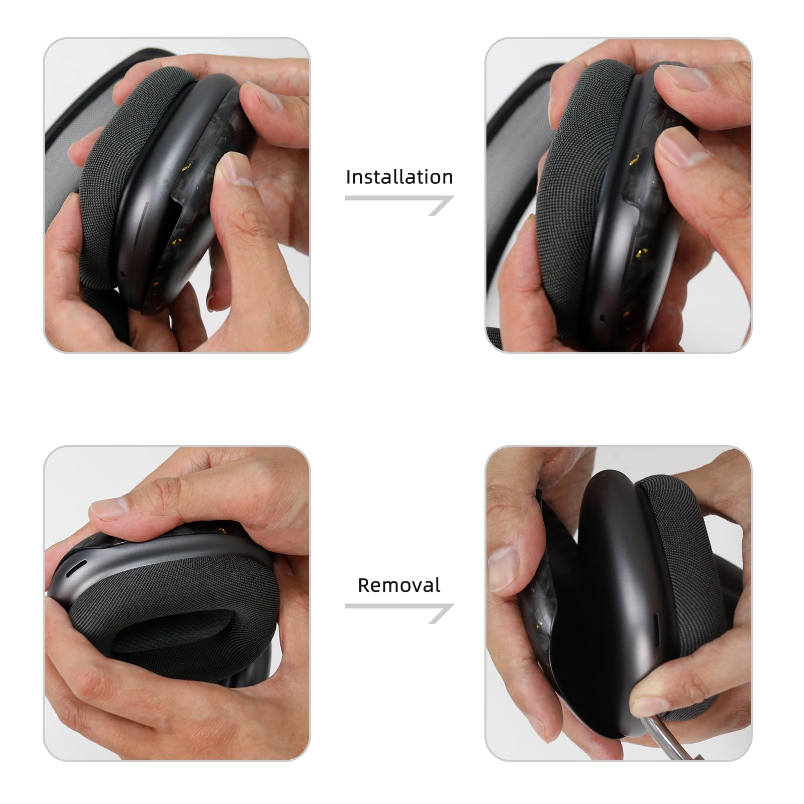 MONOCARBON Custodia in vera fibra di carbonio per AirPods Max (2024/2020), custodia rigida protettiva di grado militare per cuffie Apple Max, unica forgiata lucida, antigraffio, accessori essenziali