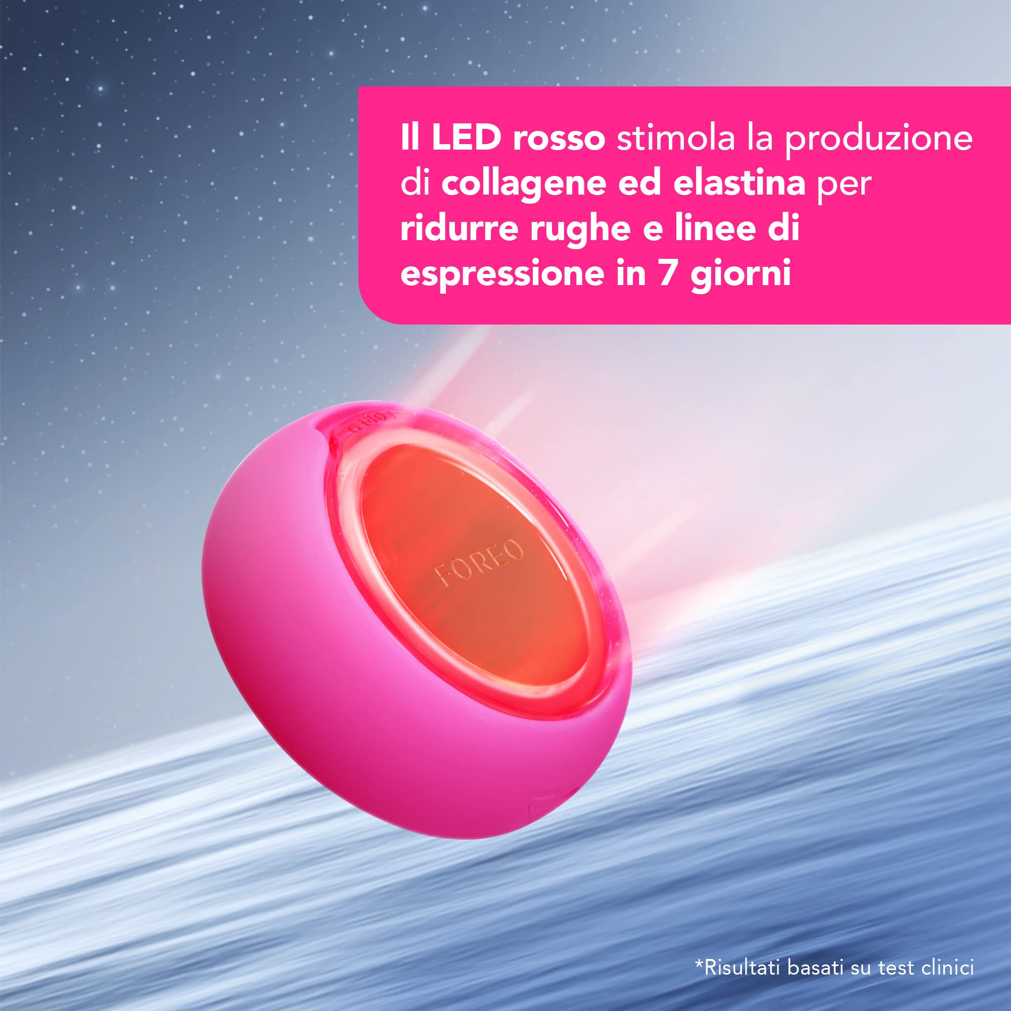 FOREO UFO 2 maschera LED viso spettro completo termoterapia crioterapia massaggiatore Fuchsia