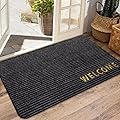 LYGLIGH Welcome Door Mat: Heavy Duty Front Door Mats for Entrance?Durable Doormat for Indoor Outdoor?Non Slip Stain Resistant Entryway Rug?Low Profile Floor Mat for Patio Garage, 30"x17", Dark Gray.