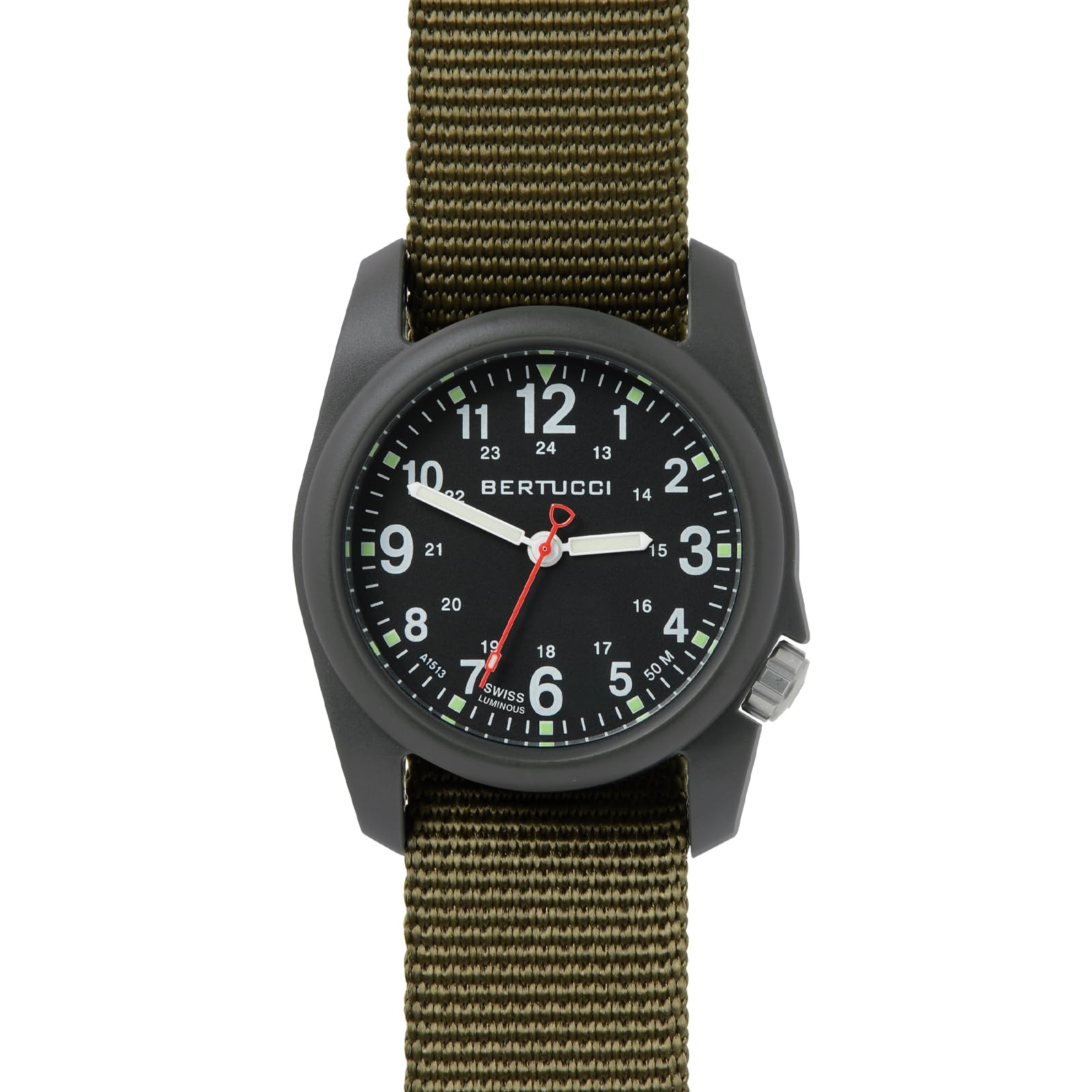 BERTUCCI® Field Watch - DX3 Field™ - Black Dial/Dk Olive Case/Defender Olive Nylon Band 11026
