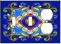 Vista 27 de Art Plates - Decorative Light Switch Plate Cover Plate - Decorative Metal Wall Plate - Combo: Decora - Toggle - Dark Blue Mexican Talavera Tile
