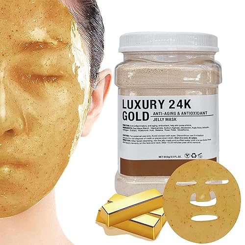 Mascarilla de gelatina para cara, bikini y axilas, oro de 24 quilates, tamaño profesional, 23 onzas (oro de 24 quilates)
