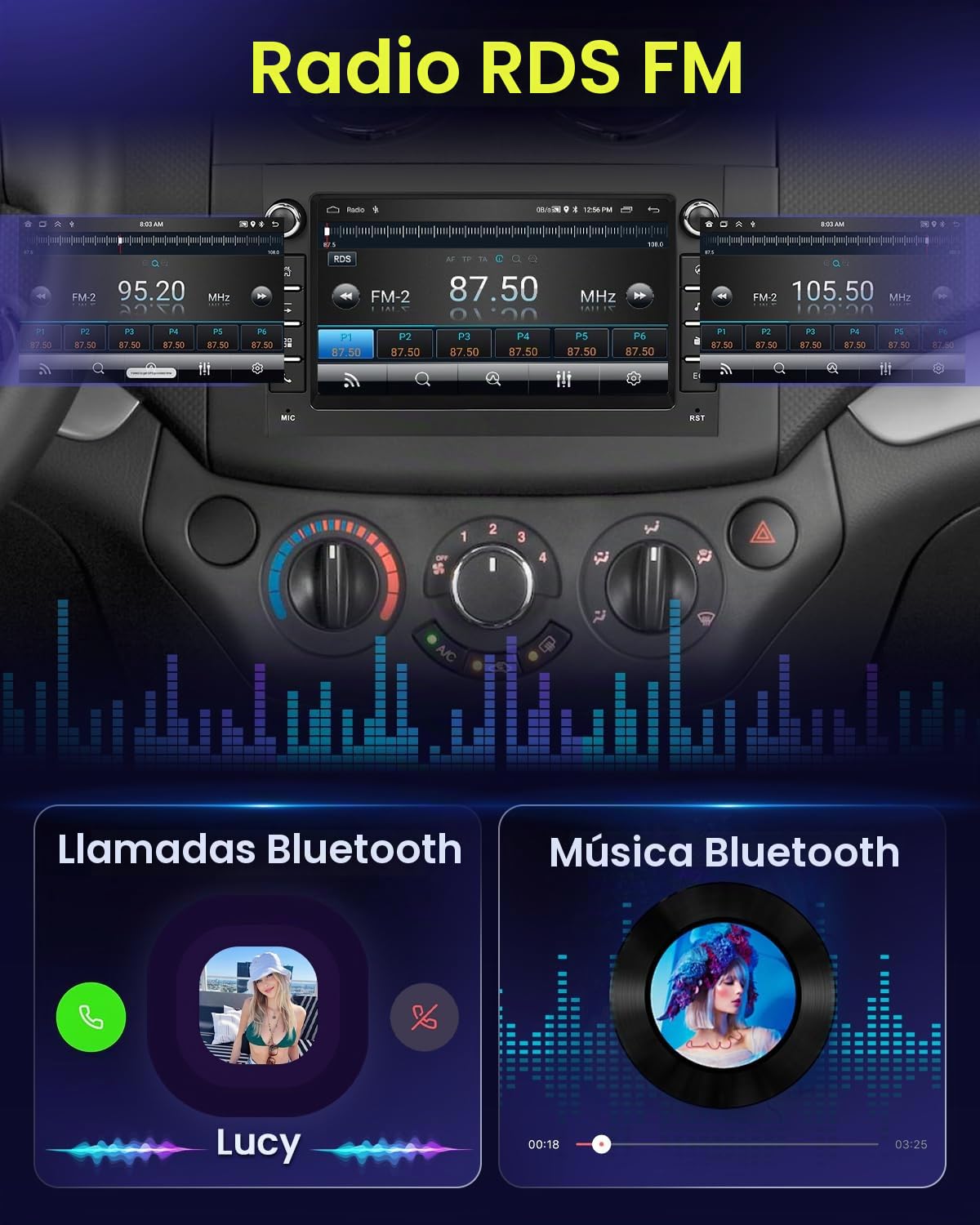 2G+64G Android 15 Radio Coche para Chevrolet Aveo 7" CarPlay BT