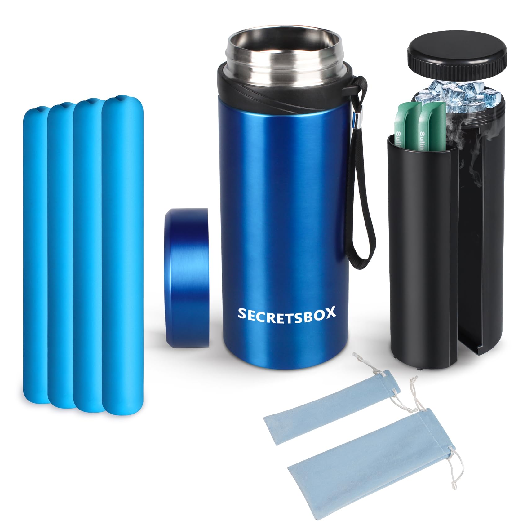 SECRETSBOX Nevera Insulina de Viaje 6-10 Pluma, 42H Enfriador Portátil de Viaje para Medicamentos, Bolsas Diabéticos Aprobado TSA, con 4 Bolsas de Hielo de Biogel Ajustable (Azul)