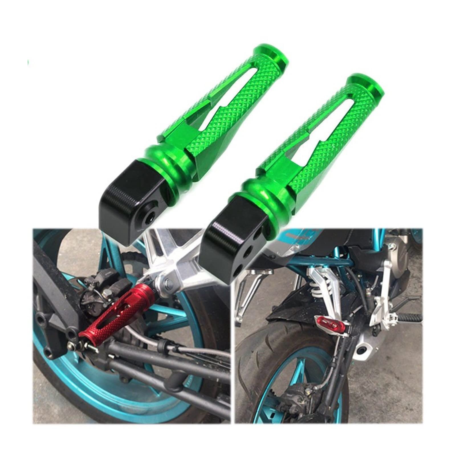Pedane Passeggero Posteriore In Alluminio CNC Per Kawasaki - 650, ZZR1400, GTR1400, ER-6N/F, ZX-14R (Coppia, Colore A Scelta)