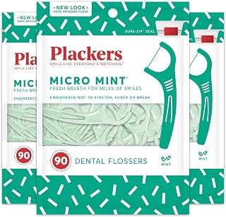 Plackers Micro Mint Freshens Breath, Dental Flossers Mint, 270 Count