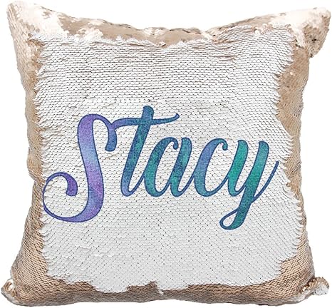 sequin name pillow