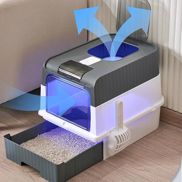 Foto 8 de 8 de BPS Caja de Arena para Gatos con Cajón Extraíble, Cubierta Superior y Filtro Desodorizante