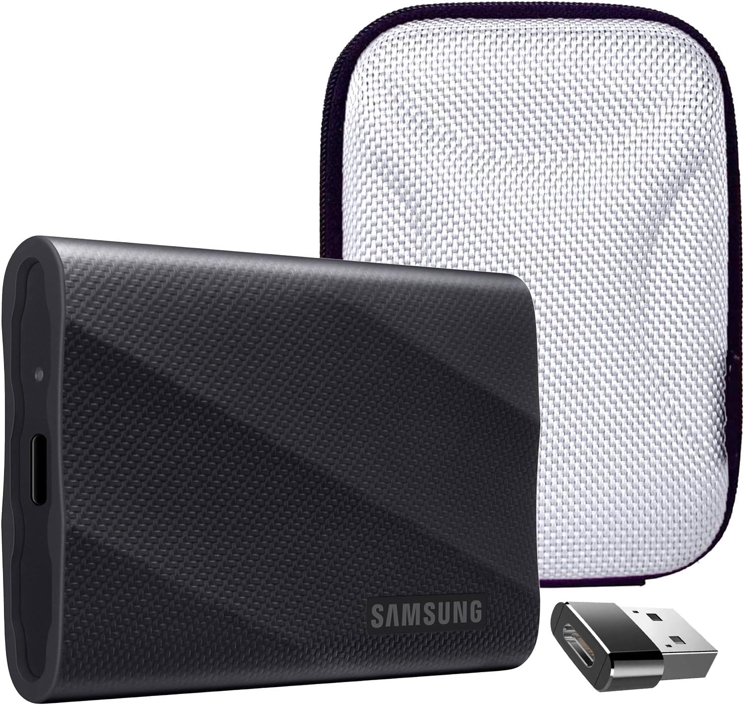 Samsung MU-PG4T0B/AM T9 4TB Portable SSD, USB 3.2 Gen 2x2 2,000 MB/s Speed, Black Bundle with Hard Shell Case & Converter Adapter Type C Adapter, Type-C USB C Female to USB2.0 USB 2.0 A Male