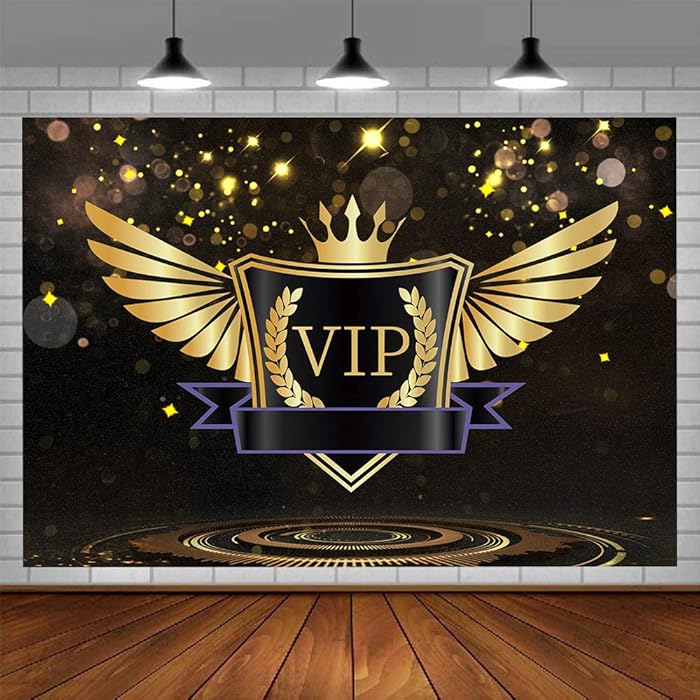 Buy ETBBT 7x5ft VIP Backdrop Gold Crown Angel Wings Trophy Photography ...