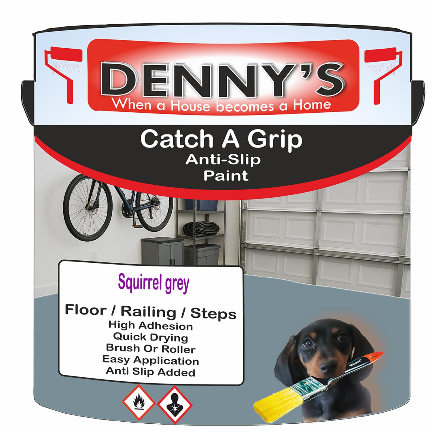 SCOOBYS PAINTS BACK IN THE MIX Catch A Grip Anti Slip Floor Paint – Non Slip Coating for Steps, Railings & Garages – 170 Colours, High Adhesion, Quick Dry, Multiple Sizes (Squirrel grey, 5 Litre Tin)