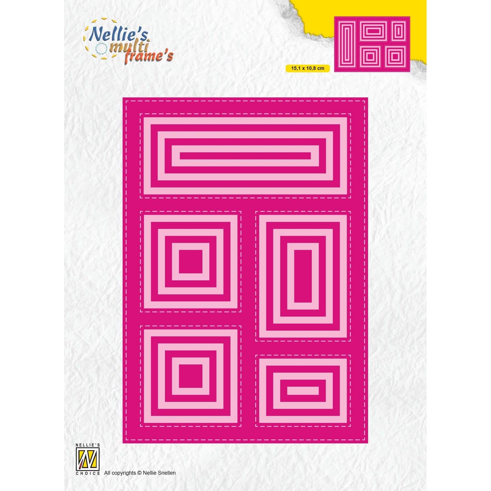 Nellie's Choice Nesting, Rectangle Multi Frame, 15.1 x 10.8 cm, 30 Cutting, Card Making Supplies, Metal Dies for Scrapbooking, DIY and Paper Crafts, Pink, 151x108mm