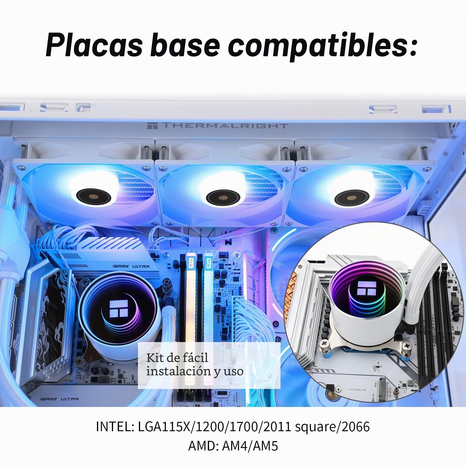 TR Frozen Notte 360 WHITE ARGB V2 Enfriador de procesador de agua,Especificaciones del enfriador de CPU 360 blanco,Ventiladores dobles PWM,Rodamientos S-FDB,Adecuado para AMD/AM4, AM5,LGA1851