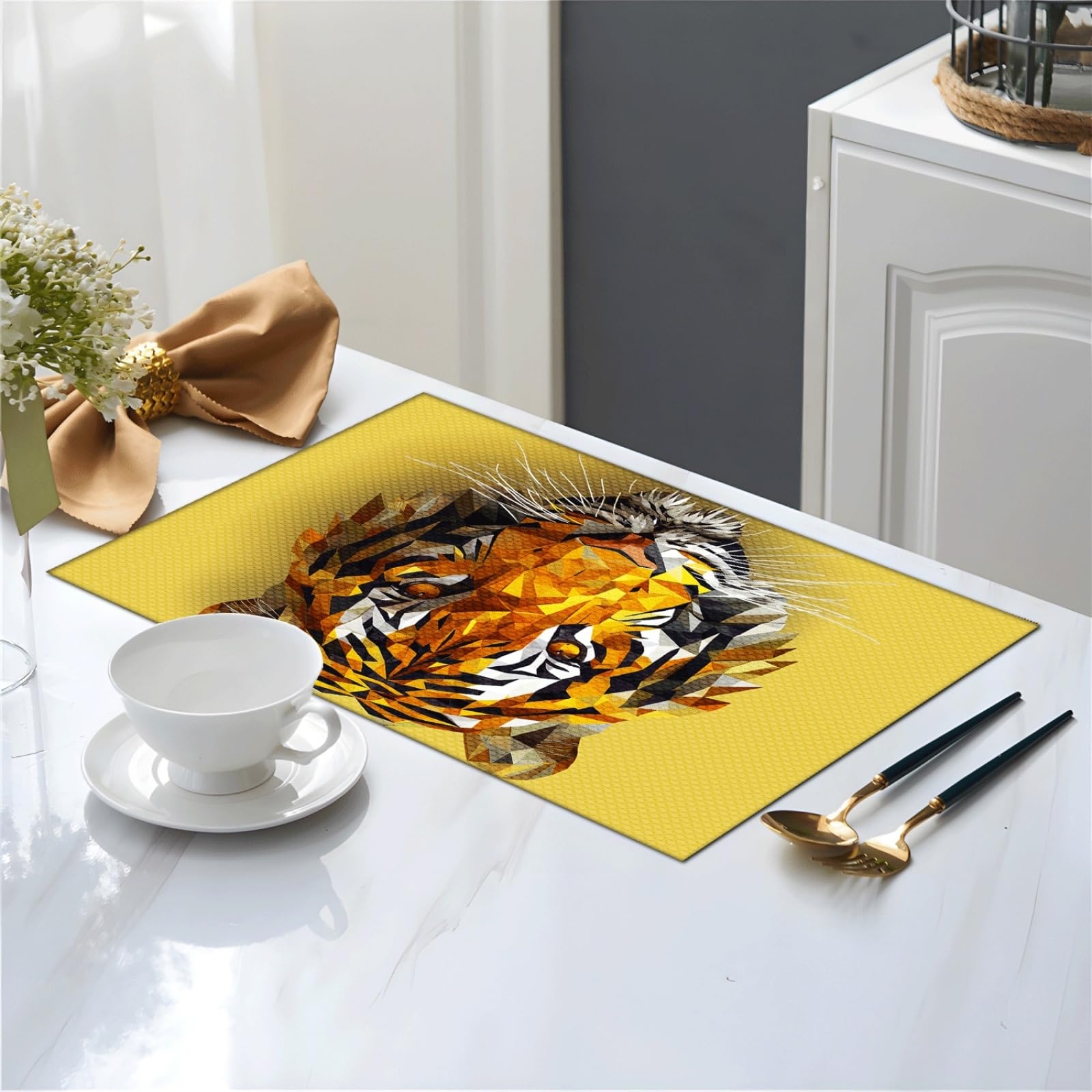 Tovagliette Lavabili 30X45Cm Stampa Tigre Tovagliette Americane Lavabili Colazione In Pvc Antiscivolo Tovaglietta Plastica Antimacchia Resistenti Al Calore Per Tavolo Della Cucina E Sala