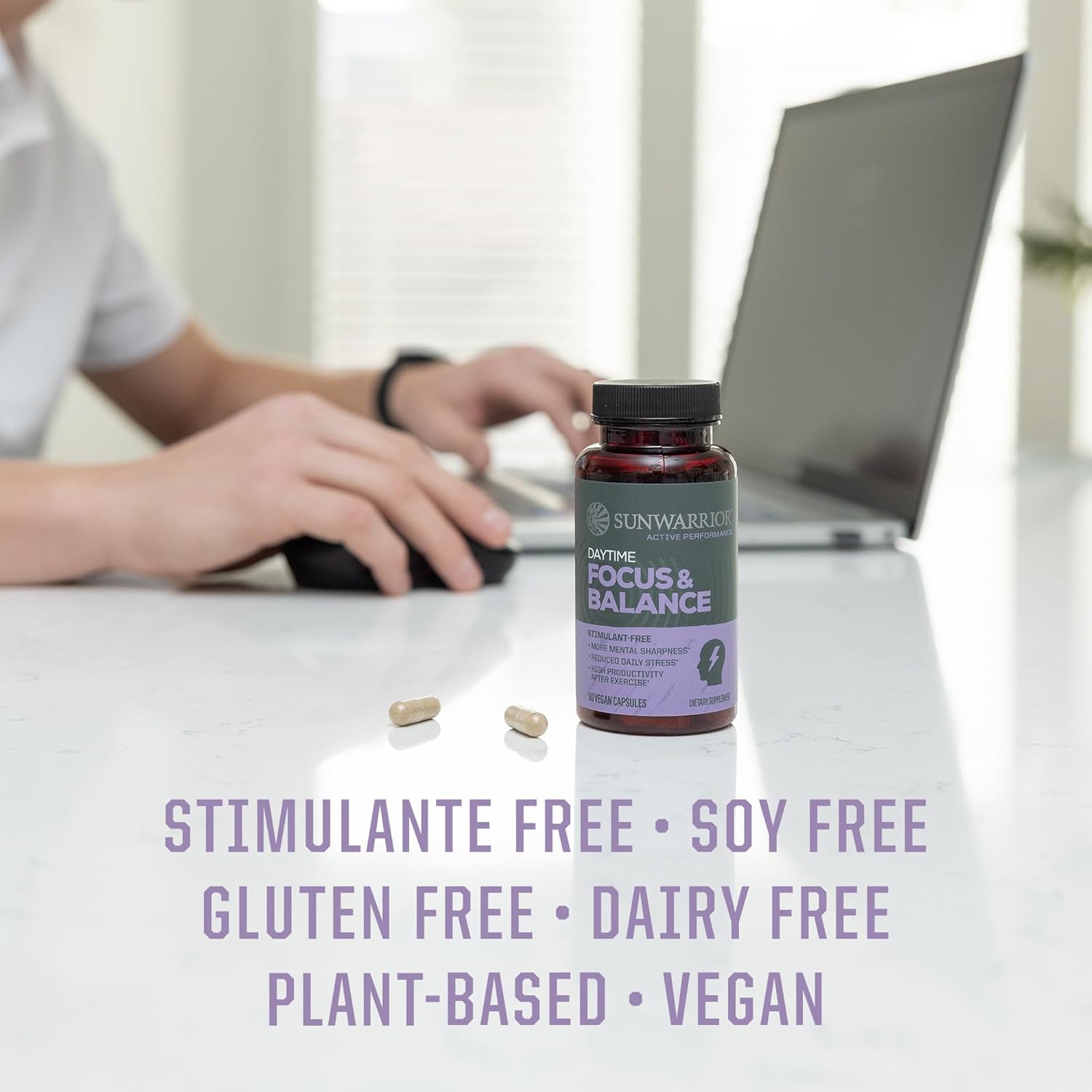 Ashwagandha, Rhodiola, Reishi & 5-HTP for Stress-Free Focus Active Focus & Balance Capsules Caffeine-Free Nootropic for Calm Energy & Mental Clarity, Mood & Immune Support 60 Vegan Capsules - Image 5