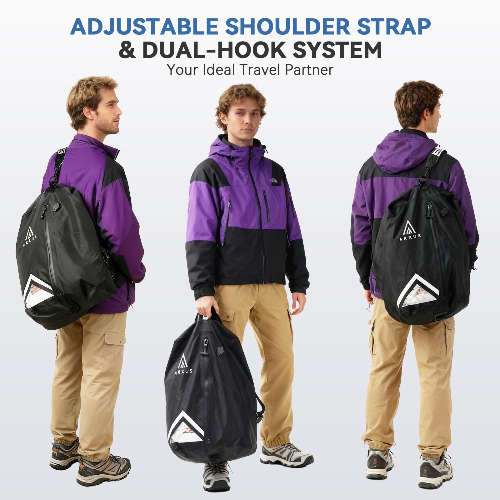 Arxus Sacchetti Sottovuoto da Viaggio, Impermeabili IP67 Cubi Compressibili Riutilizzabili per Vestiti Organizer Salvaspazio con Tracolla per Valigia Zaino Bagaglio