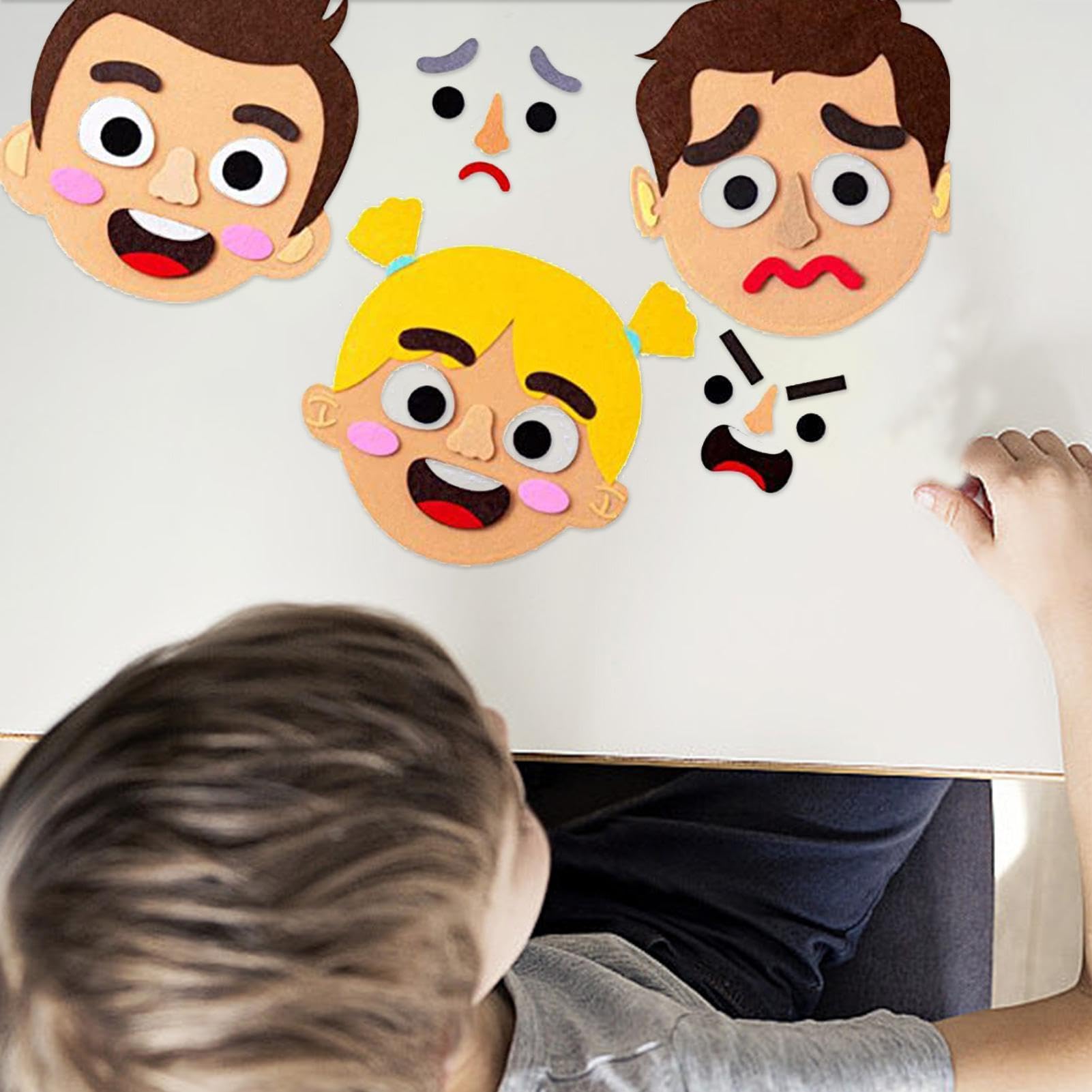 Non-Woven Felt Emotion Stickers, Children's emojii Face Making Kit - Image 7