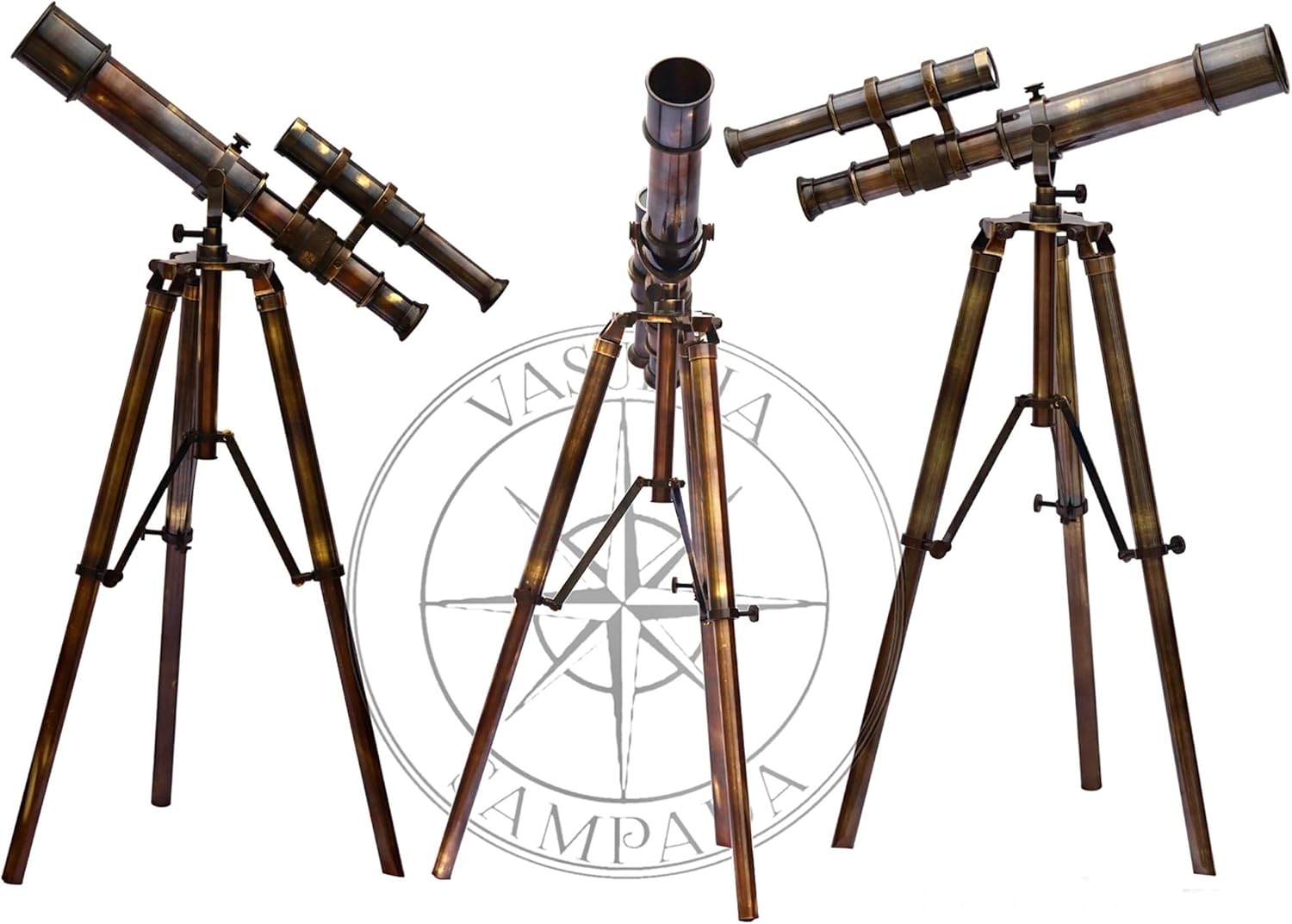 Handcrafted Brass Telescope Replica - 15" Extendable, Functional Spyglass With Leather Case, Vintage Decor