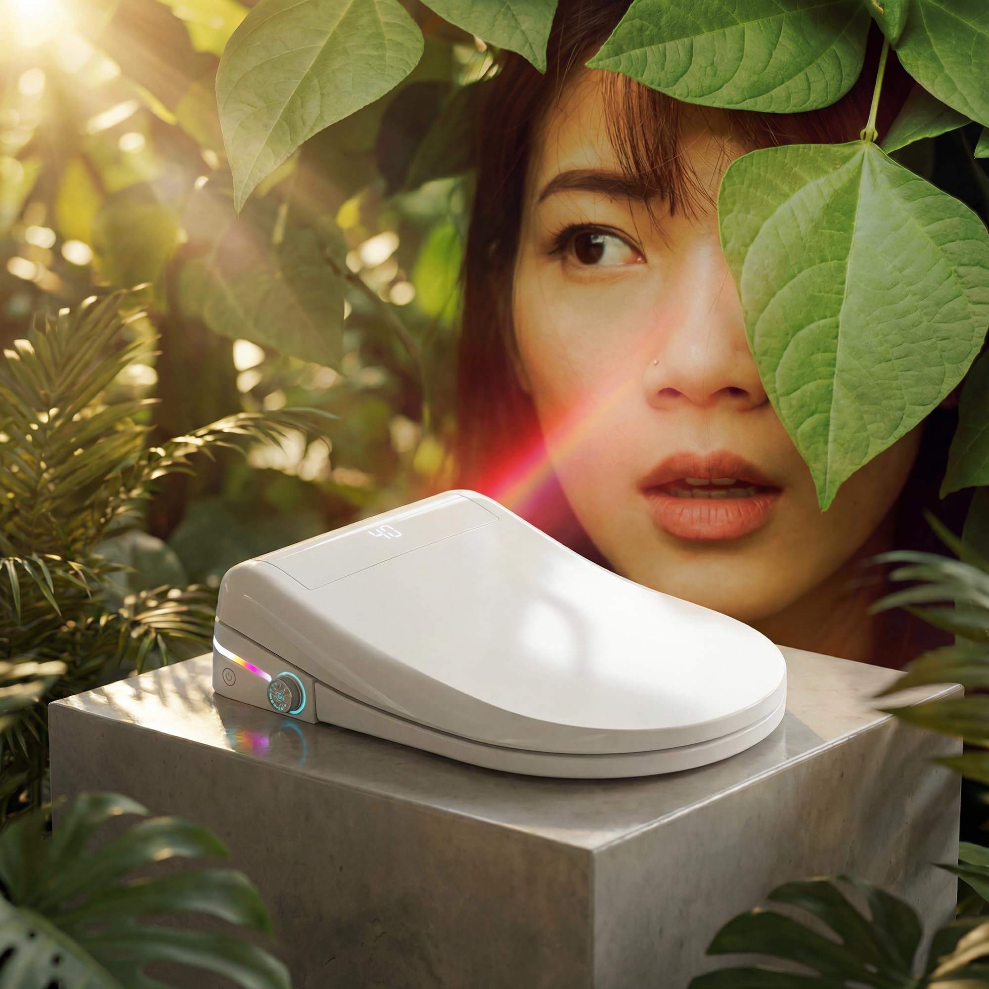 Abattant WC intelligent - Siège WC japonais avec jet d'eau et séchage - Bidet électrique avec siège chauffant, lumière nocturne et télécommande - Installation universelle, chute amortie (Bl