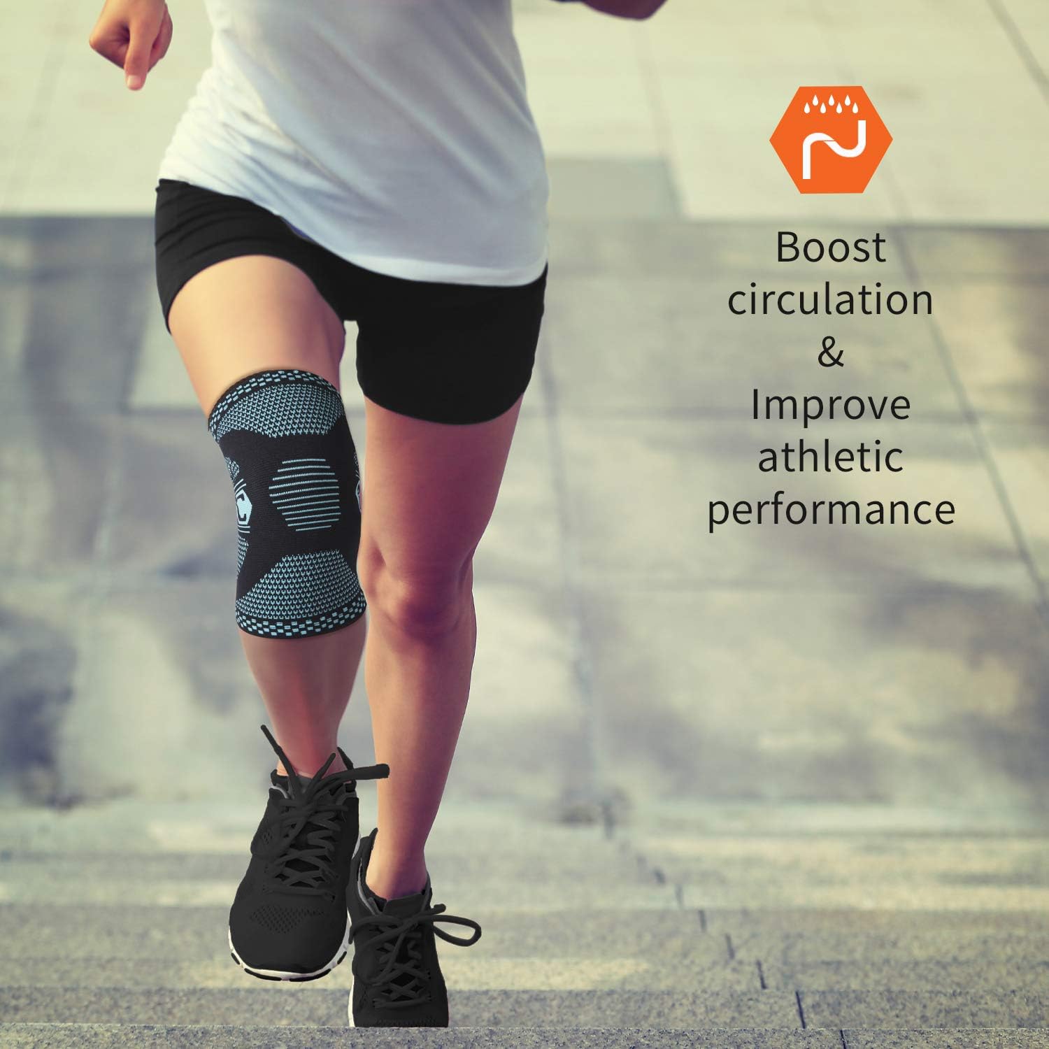 CAMBIVO 2 Pack Knee Brace, Knee Compression Sleeve Support for Men and Women, Running, Hiking, Arthritis, ACL, Meniscus Tear, Sports, Home Gym (Aqua,Large)
