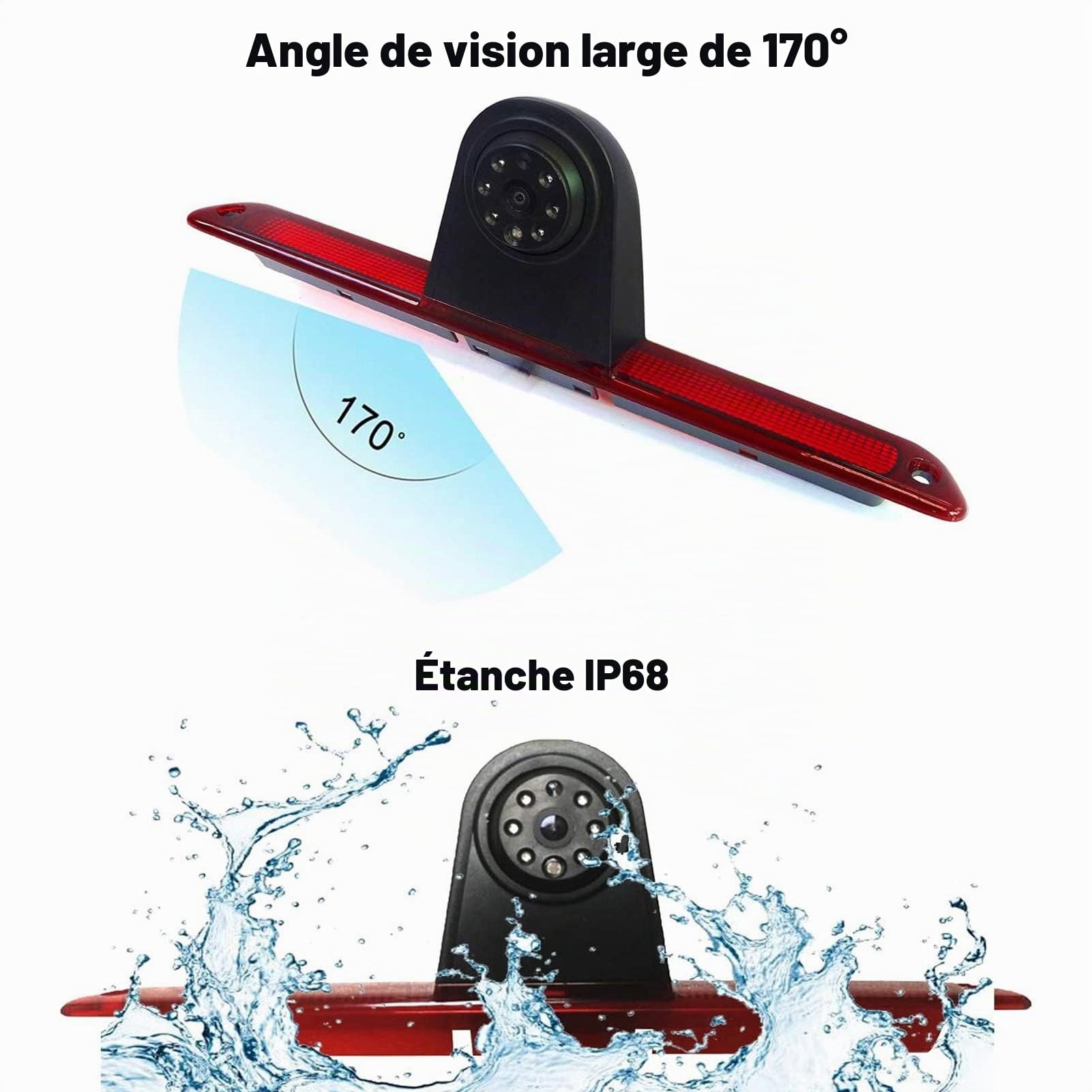 Akozon Feu de Freinage à LED, Caméra de Recul, Surveillance de Marche Arrière pour Sprinter ‑Benz