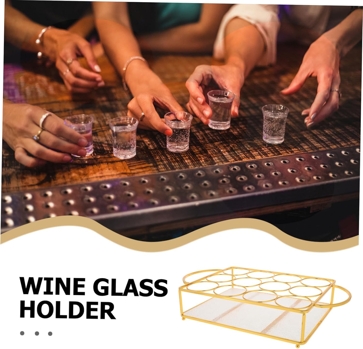 Unomor Metal Drink Holder Rack Stylish Wine Storage Organizer for Bar Ktv and Parties Holds Bottles Design for Countertop Beverage Display