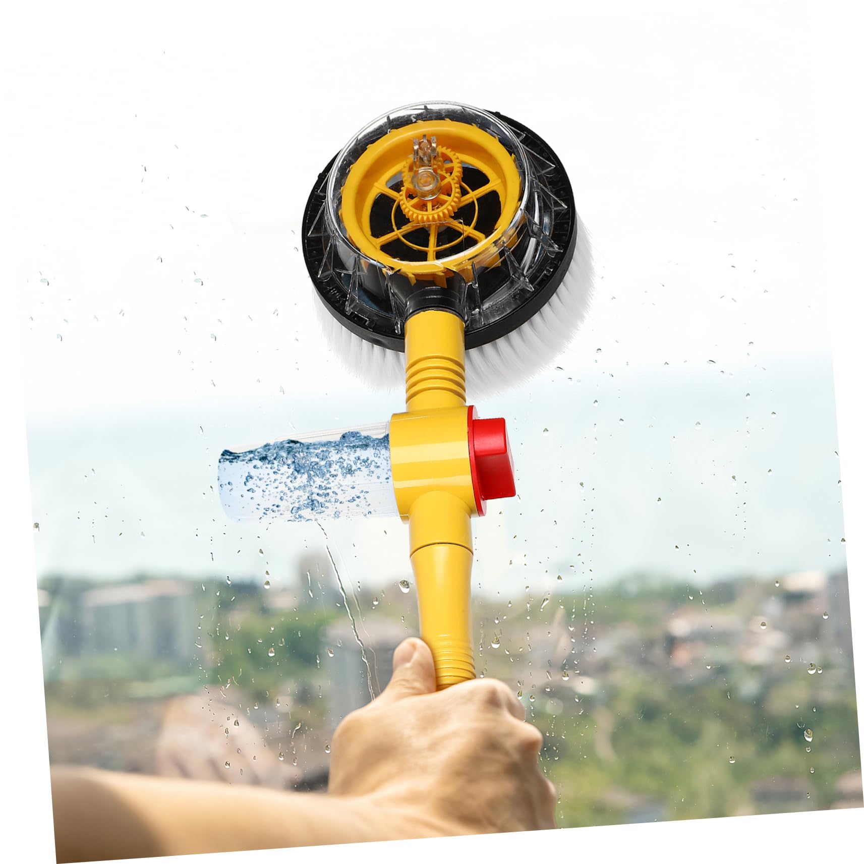 OUNONA Brosse de Lavage de Voiture Automatique Rotative Forte Absorption d'eau avec Manche Long en Chenille et PP Protège la Peinture, Nettoyage des Vitres et Sols