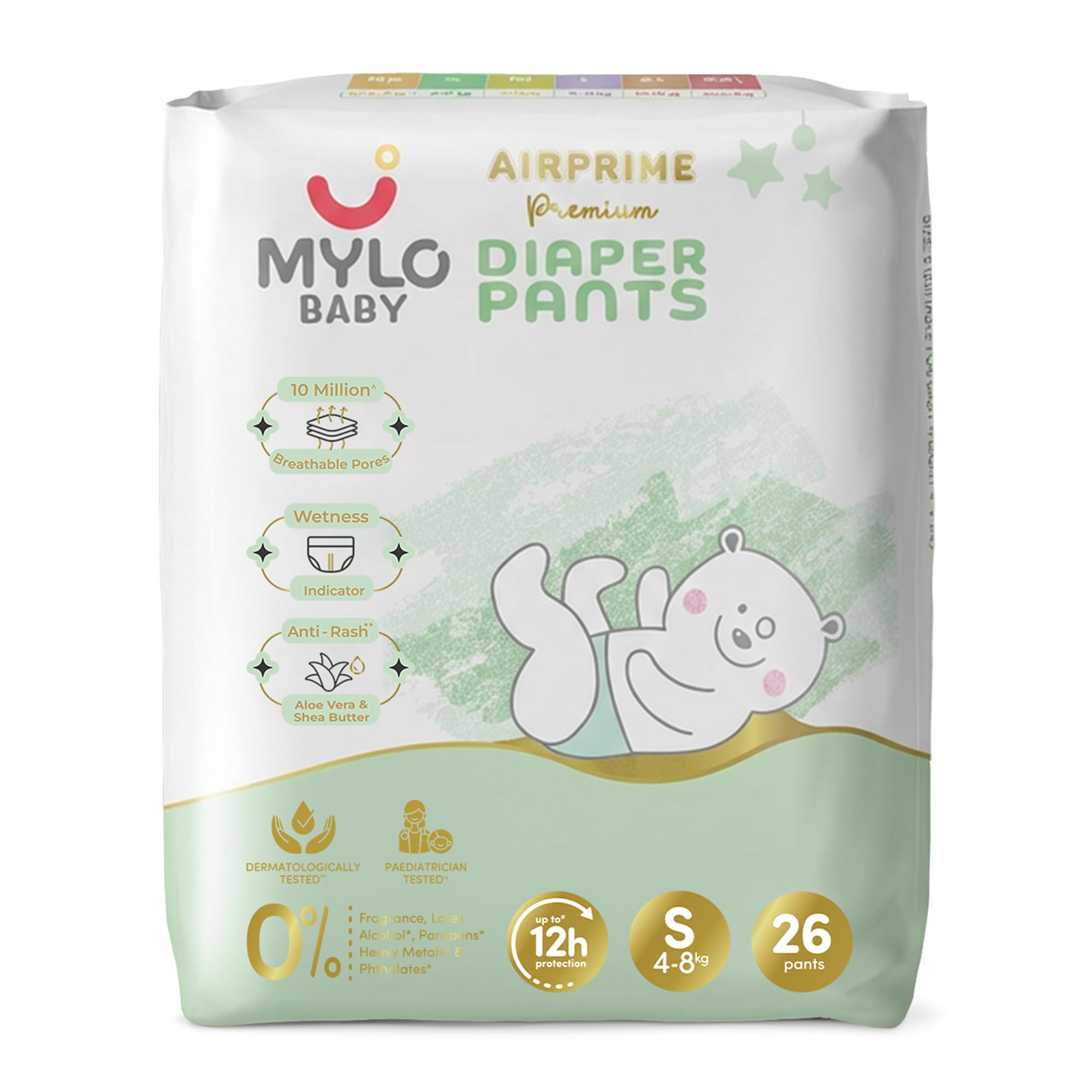 Mylo Baby AirPrime Premium Diaper Pants Small (S) Size (4–8 kgs) (26 Count) Leak Proof | Ultra-Thin & Breathable | Up to 12 Hours Protection | No Rashes-image-44