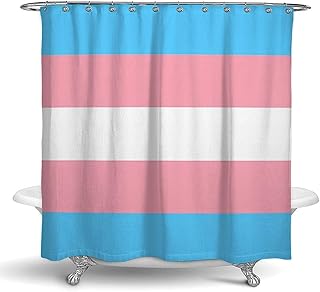 100% BLUE COLLAR Washable Waterproof Polyester Transgender Pride Flag Shower Curtain Washable Cloth for Bathroom Decor for Home Hotel