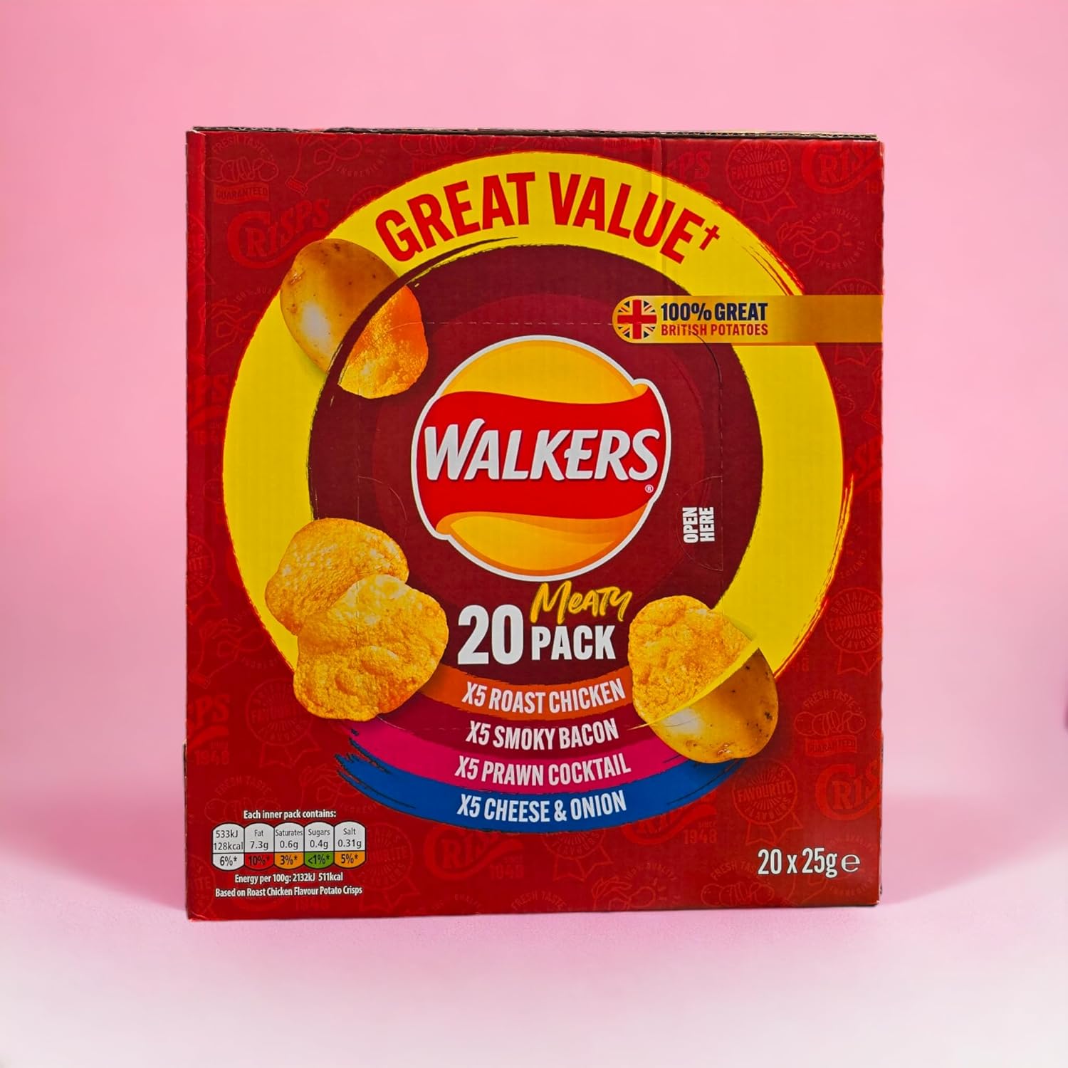 Krishna Stores Limited Walkers Meaty Variety Multipack Crisps Box 20 x