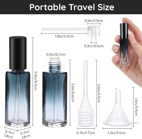 Segbeauty Extracteur Diffuseur de Parfum, Bouteille Vaporisateur de Parfum 10ml, 5 Pièces Atomiseur de Parfum Rechargeable, Flacon de Parfum Vide en Verre, Petits Flacons de Parfums (Bleu Dégradé) - 4