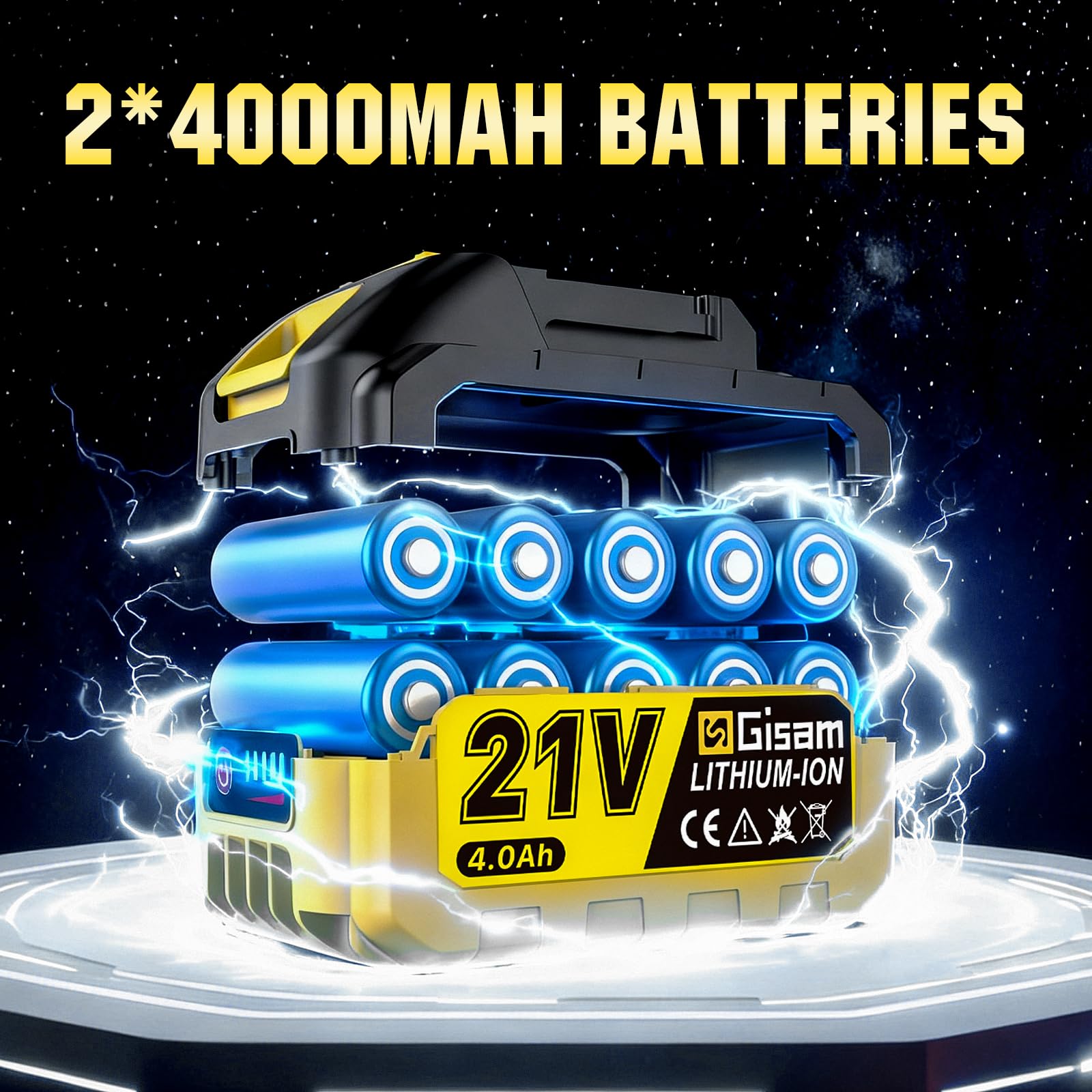 Soplador de hojas con batería de 21 V, con 2 pilas de 4000 mAh y cargador, velocidad de 3 velocidades y 3 boquillas de soplado, soplador de hojas de 170000 rpm con batería y cargador