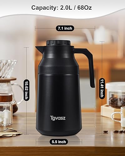 Miniatura 5 de 2 jarras térmicas de café de acero inoxidable aisladas para líquidos calientes, al vacío, jarra térmica, dispensador de jarra para mantener la leche