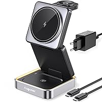 3 in 1 Caricatore Wireless Stazione, Stazione di ricarica Pieghevole Compatibile con MagSafe Charger