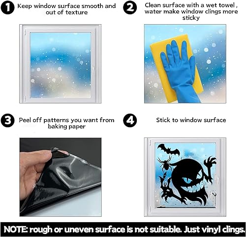 Miniatura 8 de Decoraciones de Halloween espeluznantes para ventana, 6 hojas de calcomanías de decoración de ventana de doble cara, calcomanías de vidrio