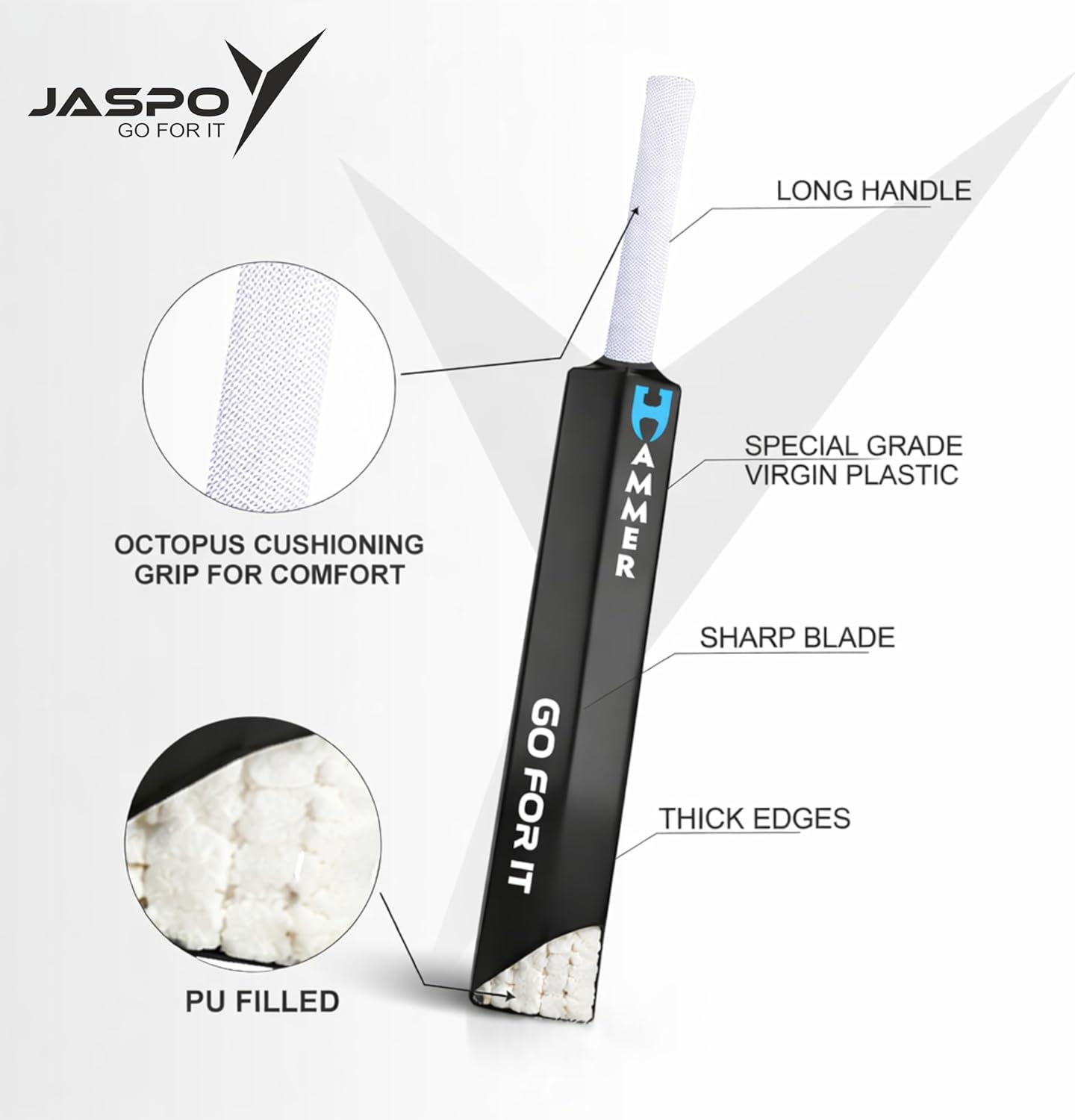 Jaspo Hammer Heavy Duty Plastic Cricket Bat,Full Size (34” X 4.5”inches) Premium Bat for All Age Groups – Kids/Boys/Girls/Adults (Hammer(BAT ONLY))