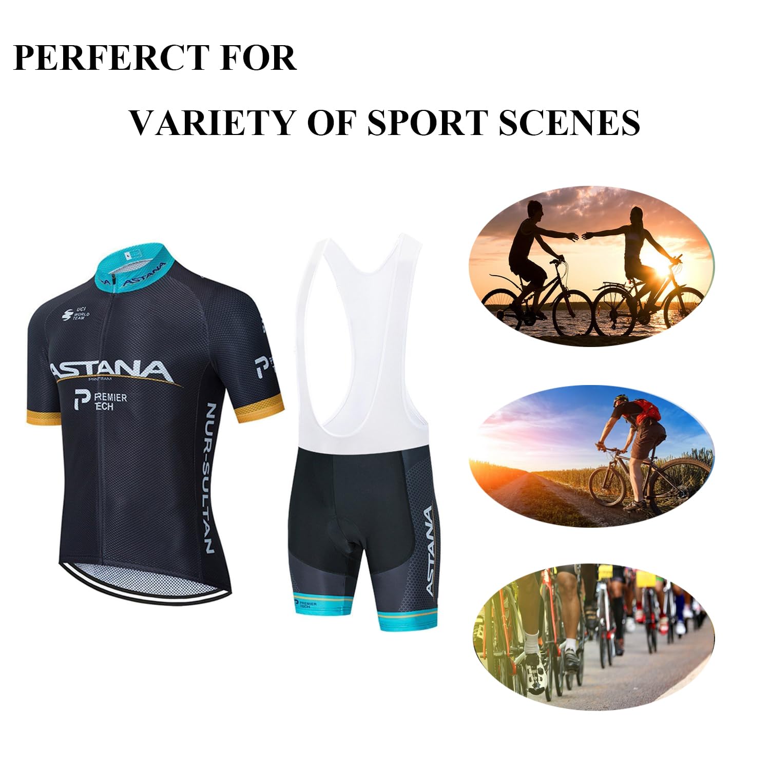Uomo Abbigliamento Ciclismo Set Professionale Abbigliamento Completo Ciclismo Uomo Estivo per Bici da MTB con Pantaloncini Imbottiti in 9D Gel PAD Traspirante e Rapido Asciugatura (M, Rosso)