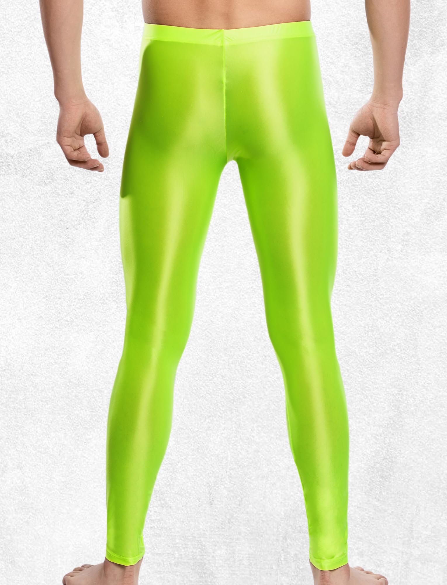 AIEOE Herren Leggings Glänzend Skinny Sportleggings Leicht Durchsichtig Strumpfhose Eng Laufhose Weich Unterhose Tights Stretch