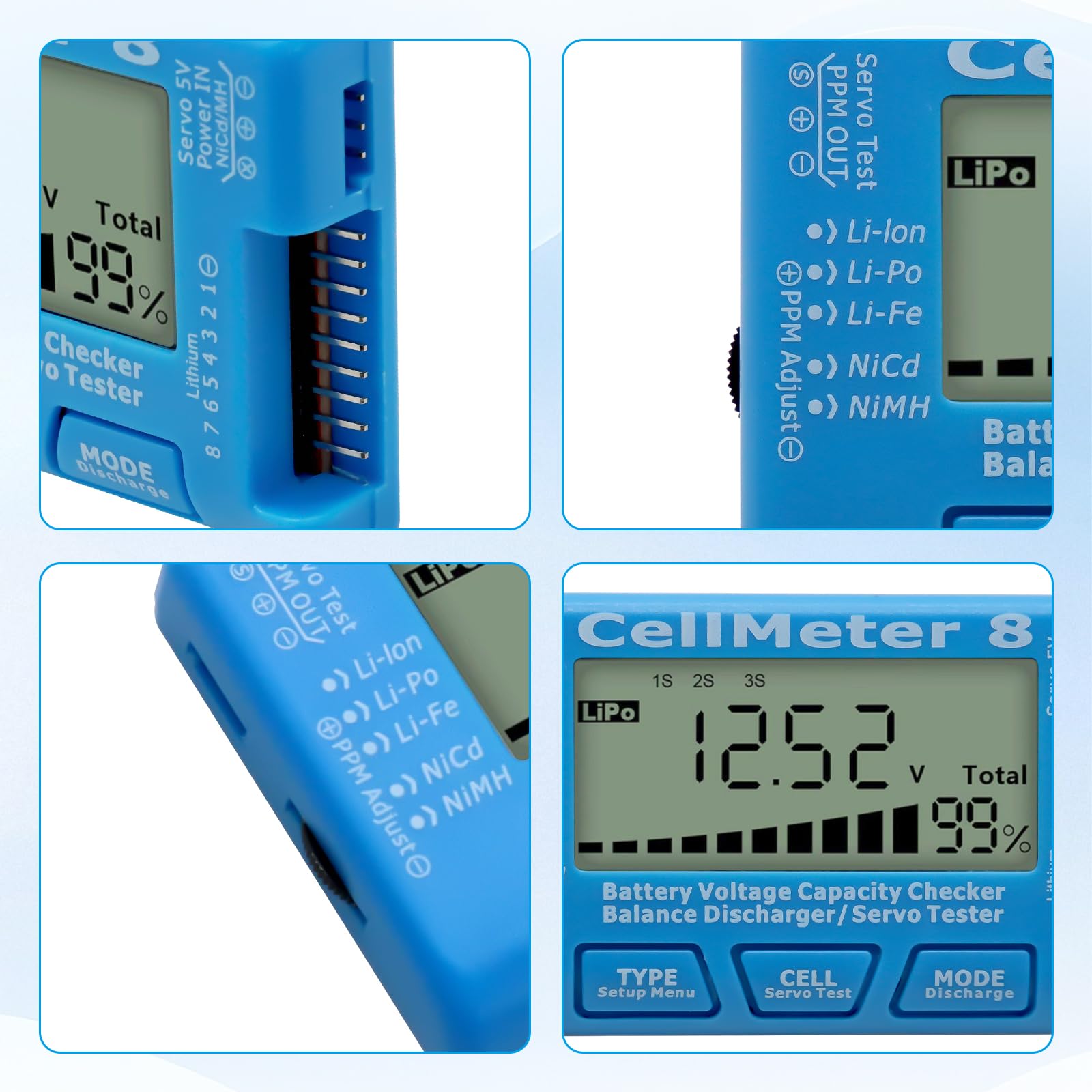 AYWHP RC 8 testeur de capacité de batterie numérique avec écran LCD pour LiPo Life Li-ION Nicd NiMH