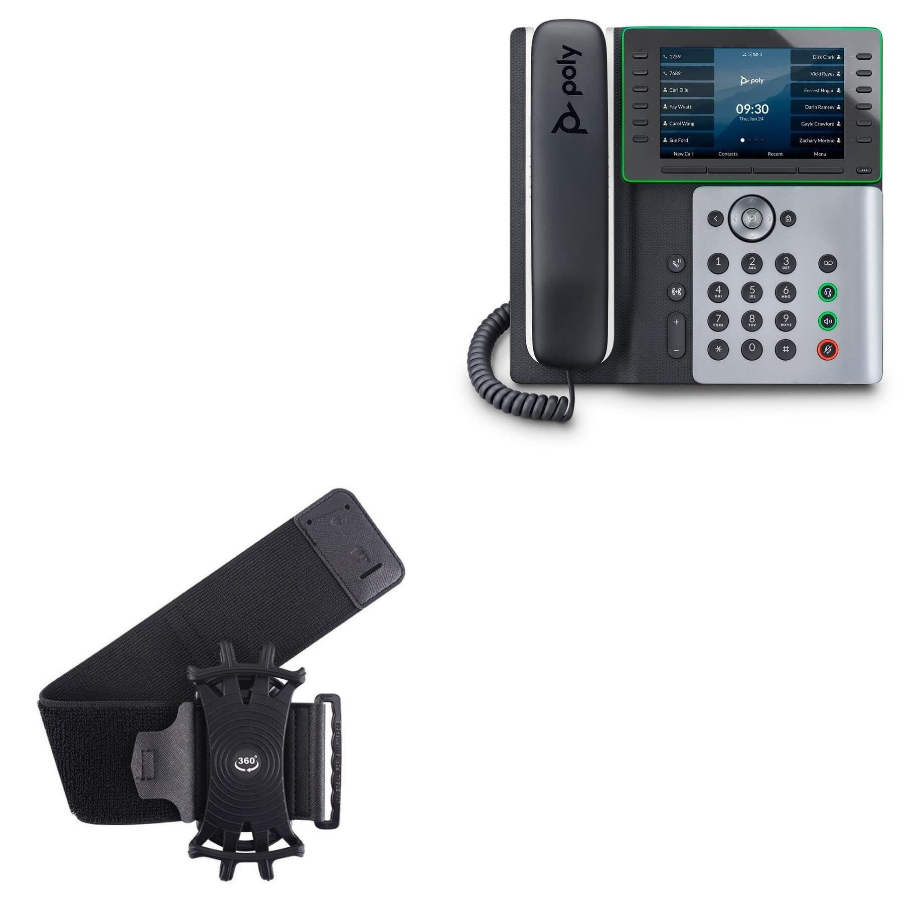 BoxWave Holster Compatible with Poly Edge E500 - ActiveStretch Sport Armband, Adjustable Armband for Workout and Running - Jet Black