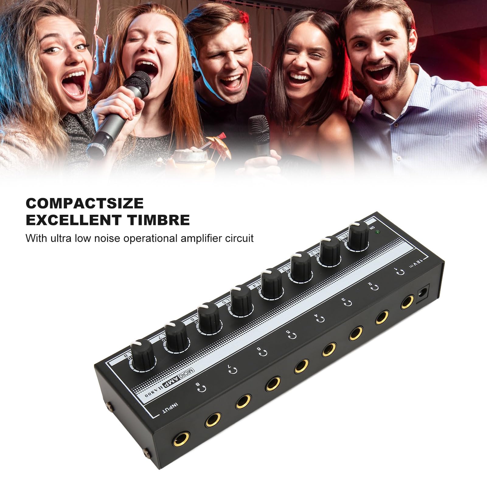 Zunate Amplificador de Auriculares con Distribuidor Estéreo Portátil, Amplificador de Auriculares de 8 Canales con Control de Volumen Amplificador de Auriculares Estéreo de 1 Entrada y