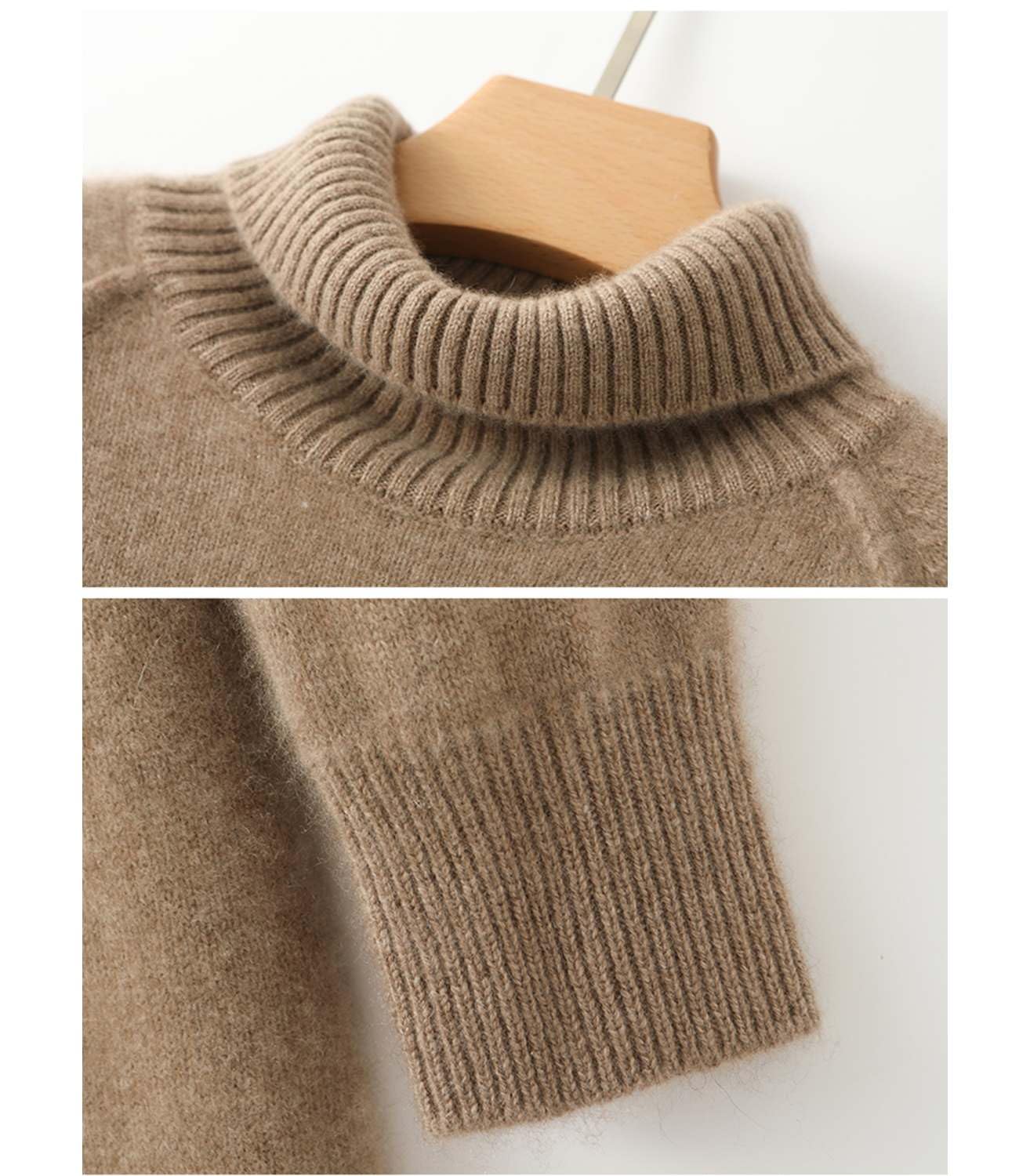 Maglione spesso da donna, a collo alto, maniche raglan, in lana merino, per autunno e inverno, lavorato a maglia