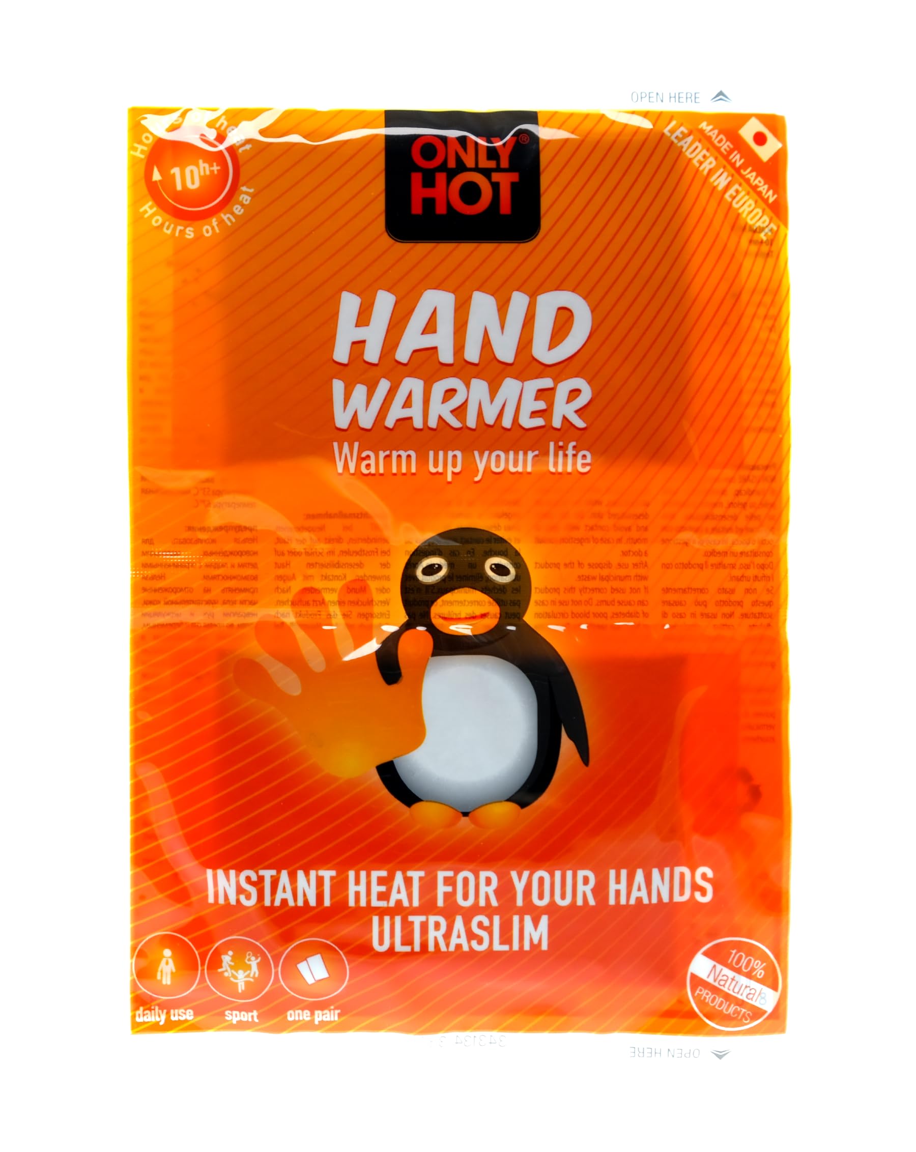 OnlyHot: 40 pares de calentadores de manos, que duran más de 10 horas, desechables, paquete conveniente, natural activado al abrir el sobre