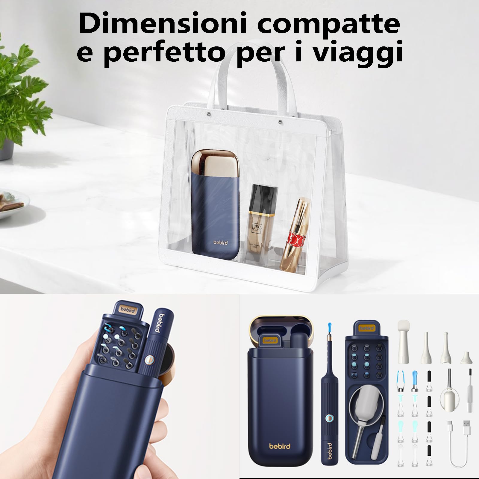 Set Di Strumenti Luminosi Con Telecamera Per La Rimozione del Cerume, Otoscopio Flessibile Senza Fili, Pinzetta Visiva Indolore, Kit Portatile Per La Pulizia dell'Orecchio Per Adulti/Bambini, I35R