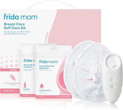 Frida Mom 9pc Breastfeeding Essentials Kit for Lactation Support & Nipple Relief, Includes Lactation Massager, Heating Pads, Breast Masks for Hydration & Milk Flow, Postpartum Essential Gift Set