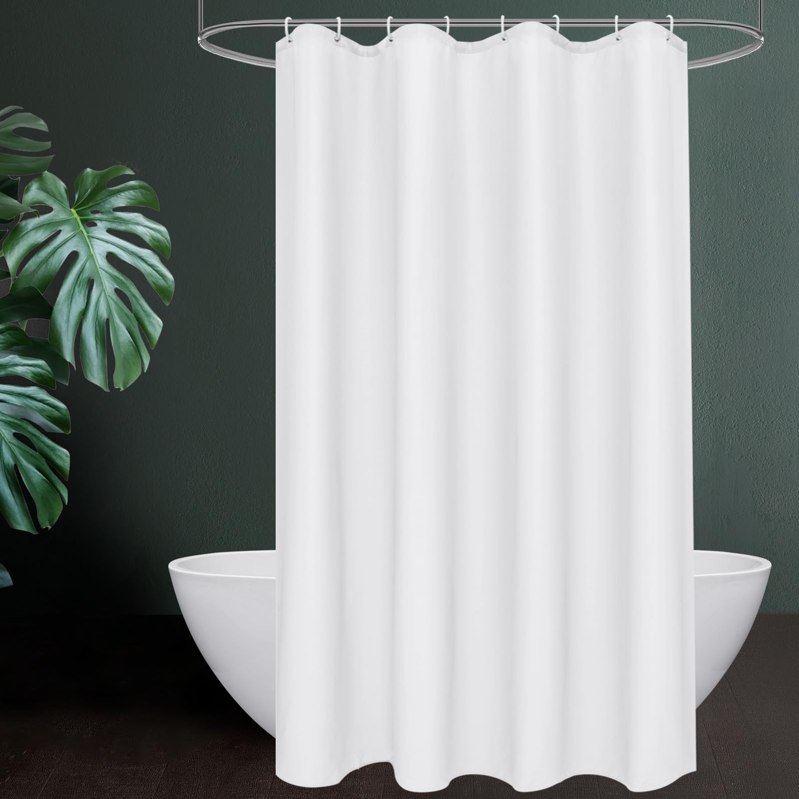 UFRIDAY White Fabric Shower Stall Curtain 48x72 inches, Solid Washable Stall Shower Curtain for Hotel Bathroom