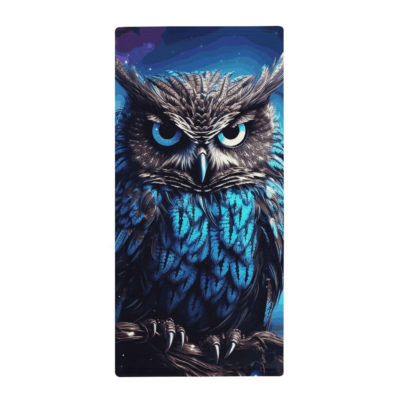 Serviette de bain hibou bleu microfibre séchage rapide pour sport et fitness