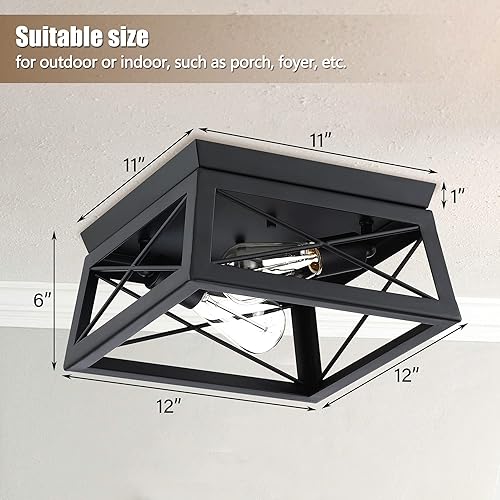 Miniatura 9 de Pia Ricco Lámpara de techo de montaje empotrado, lámpara de techo industrial al aire libre para porche delantero, estilo rústico de granja, luz